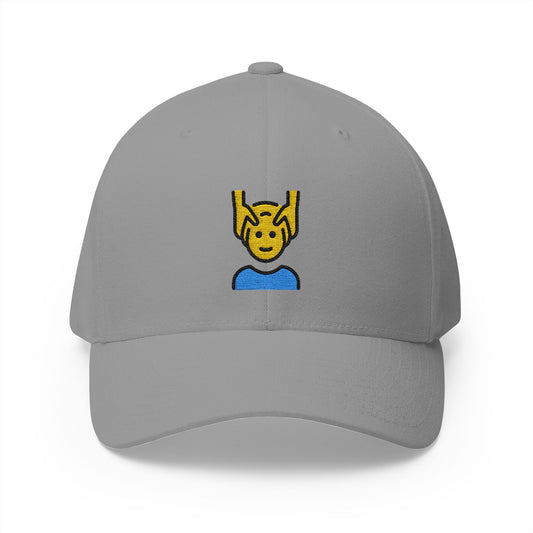 Man Getting Massage Emoji Grey Cap – Premium by Capmoji