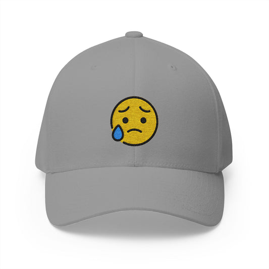 Sad But Relieved Face Emoji Grey Cap – Premium by Capmoji