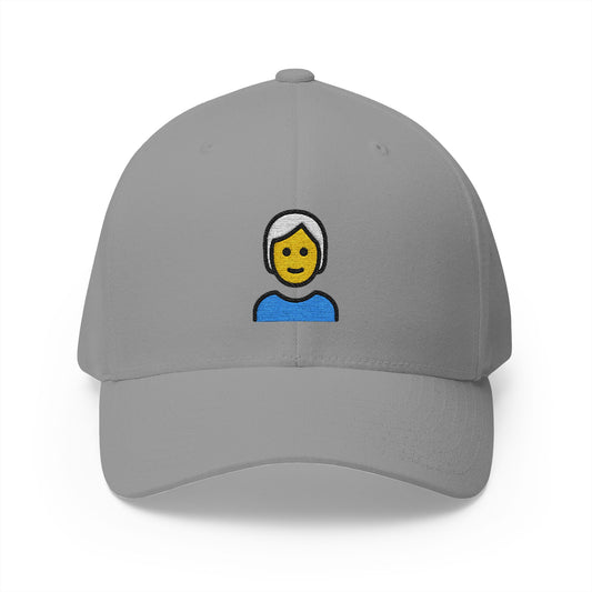 Person: White Hair Emoji Grey Cap – Premium by Capmoji