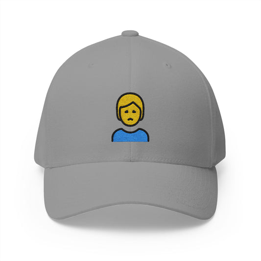 Person Frowning Emoji Grey Cap – Premium by Capmoji