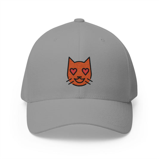 Smiling Cat With Heart-Eyes Emoji Grey Cap – Premium by Capmoji