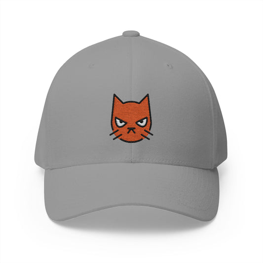Pouting Cat Emoji Grey Cap – Premium by Capmoji