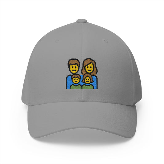 Family: Man, Woman, Girl, Boy Emoji Grey Cap – Premium by Capmoji