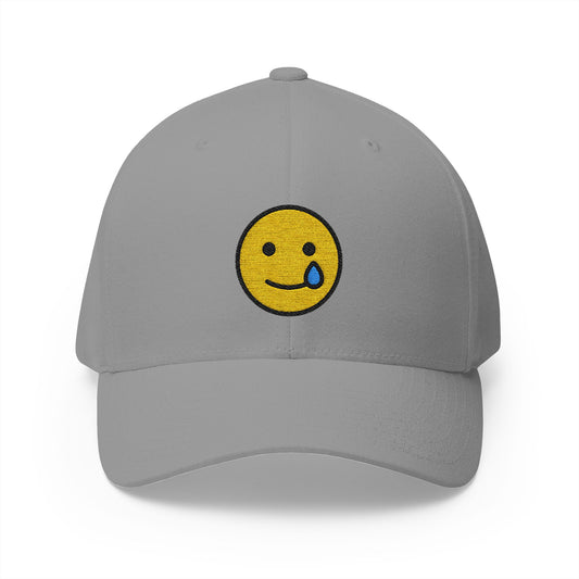 Smiling Face With Tear Emoji Grey Cap – Premium by Capmoji