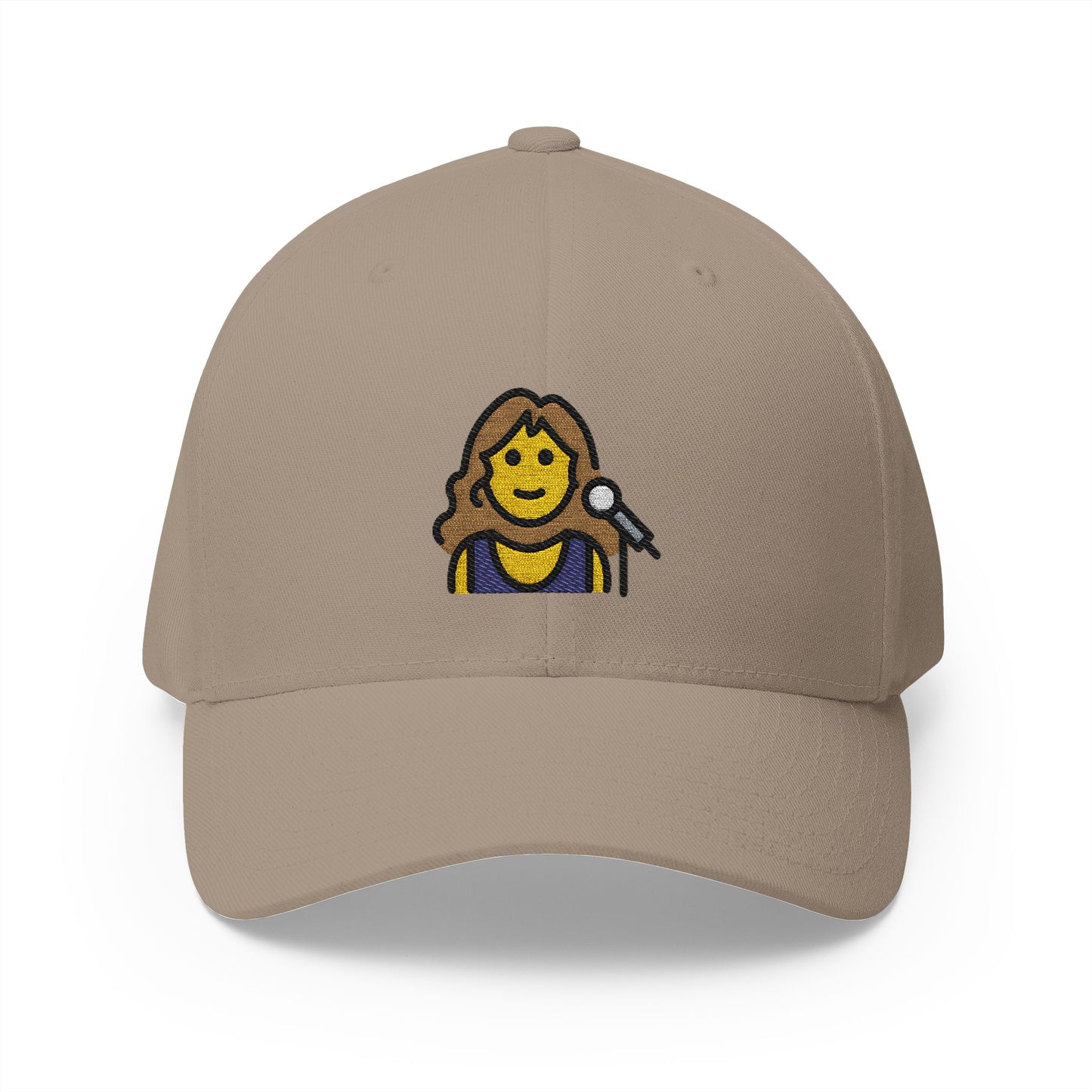 Woman Singer Emoji Khaki Cap – Premium by Capmoji