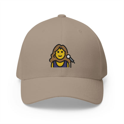 Woman Singer Emoji Khaki Cap – Premium by Capmoji