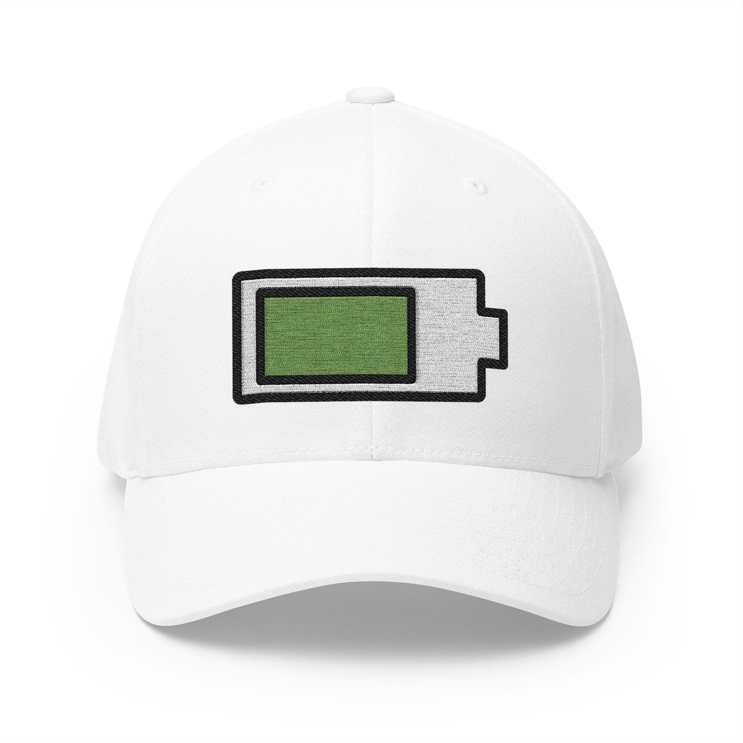 Battery Emoji White Cap – Premium by Capmoji