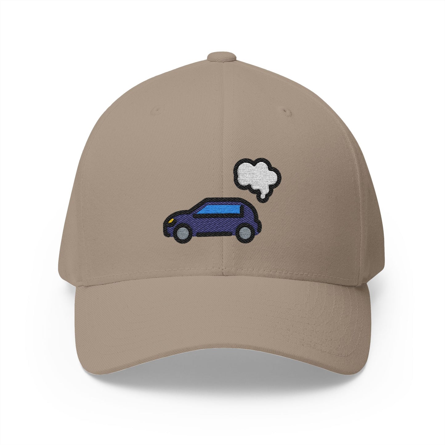 Exhaust Gases Car Emoji Khaki Cap – Premium by Capmoji