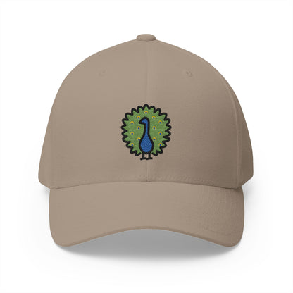Peacock Emoji Khaki Cap – Premium by Capmoji