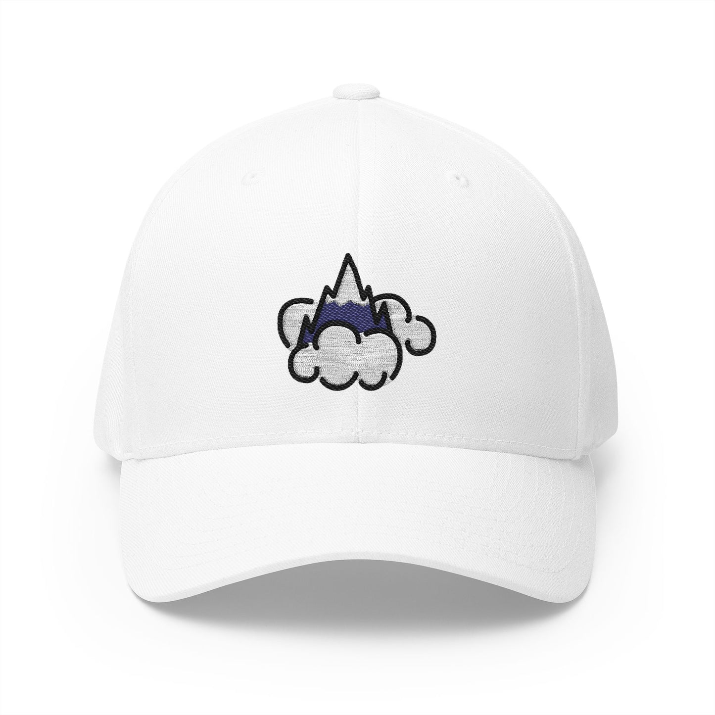 Foggy Mountain Emoji White Cap – Premium by Capmoji