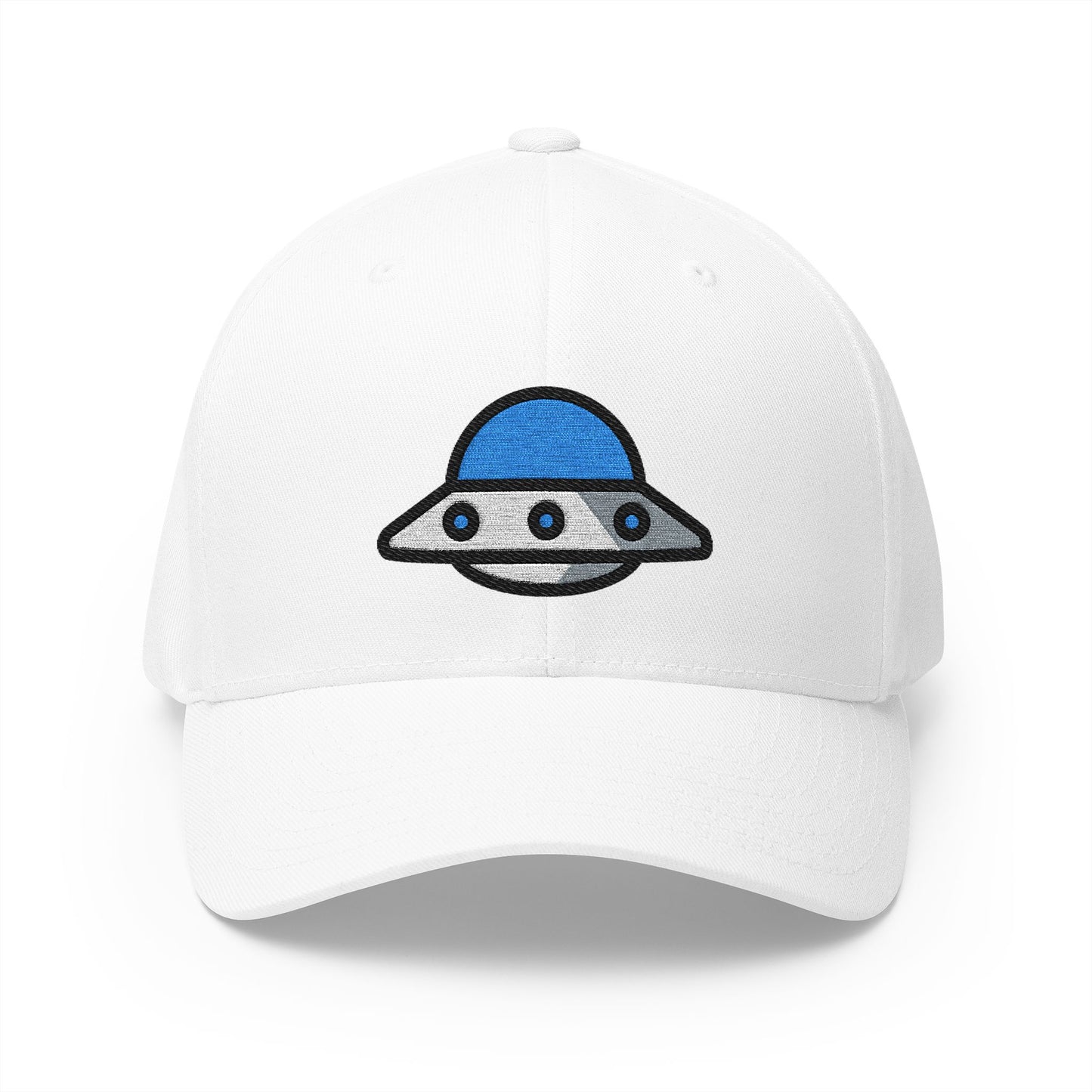 Flying Saucer Emoji White Cap – Premium by Capmoji