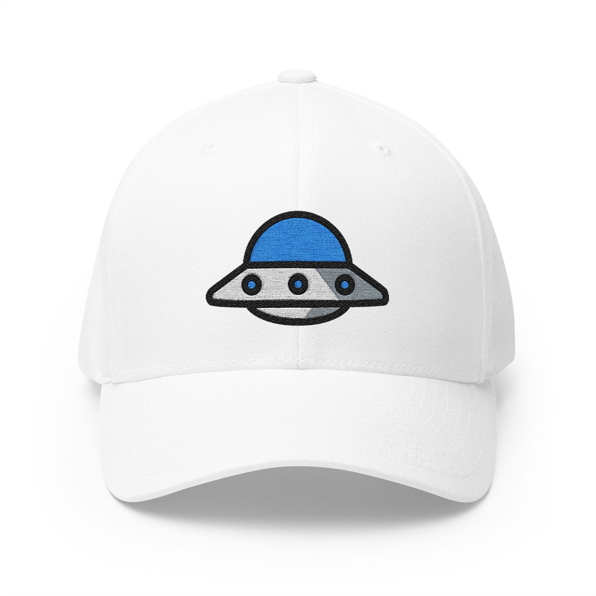 Flying Saucer Emoji White Cap – Premium by Capmoji