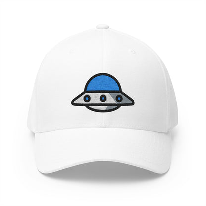 Flying Saucer Emoji White Cap – Premium by Capmoji