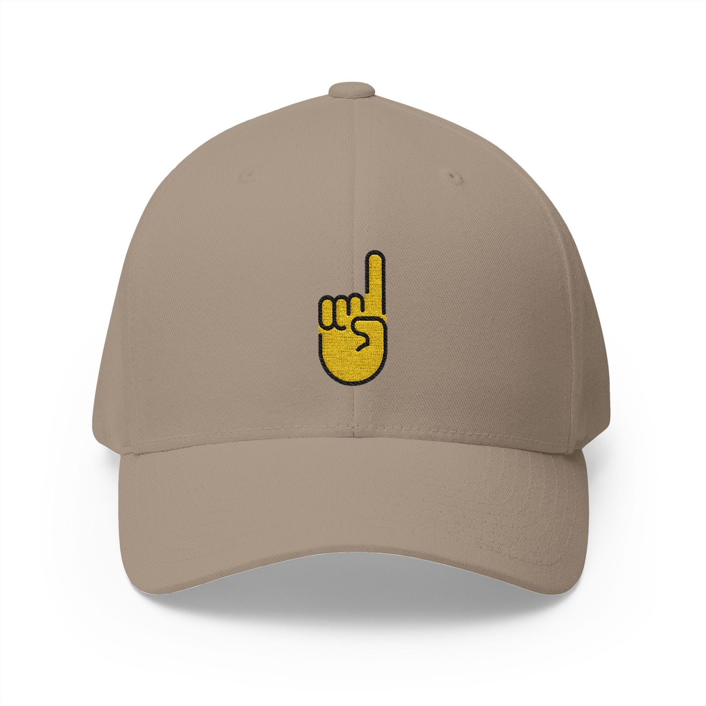 Index Pointing Up Emoji Khaki Cap – Premium by Capmoji