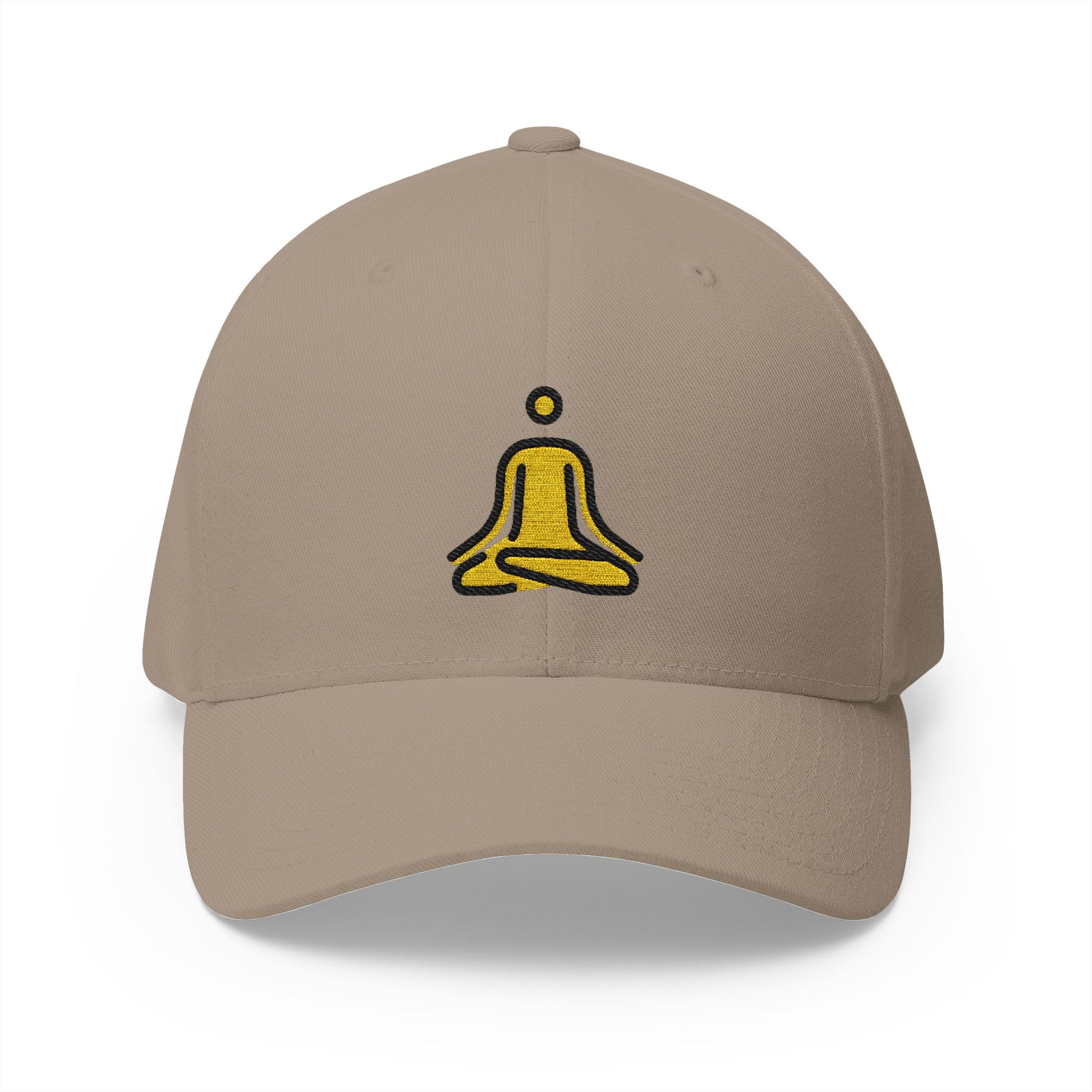 Person In Lotus Position Emoji Khaki Cap – Premium by Capmoji