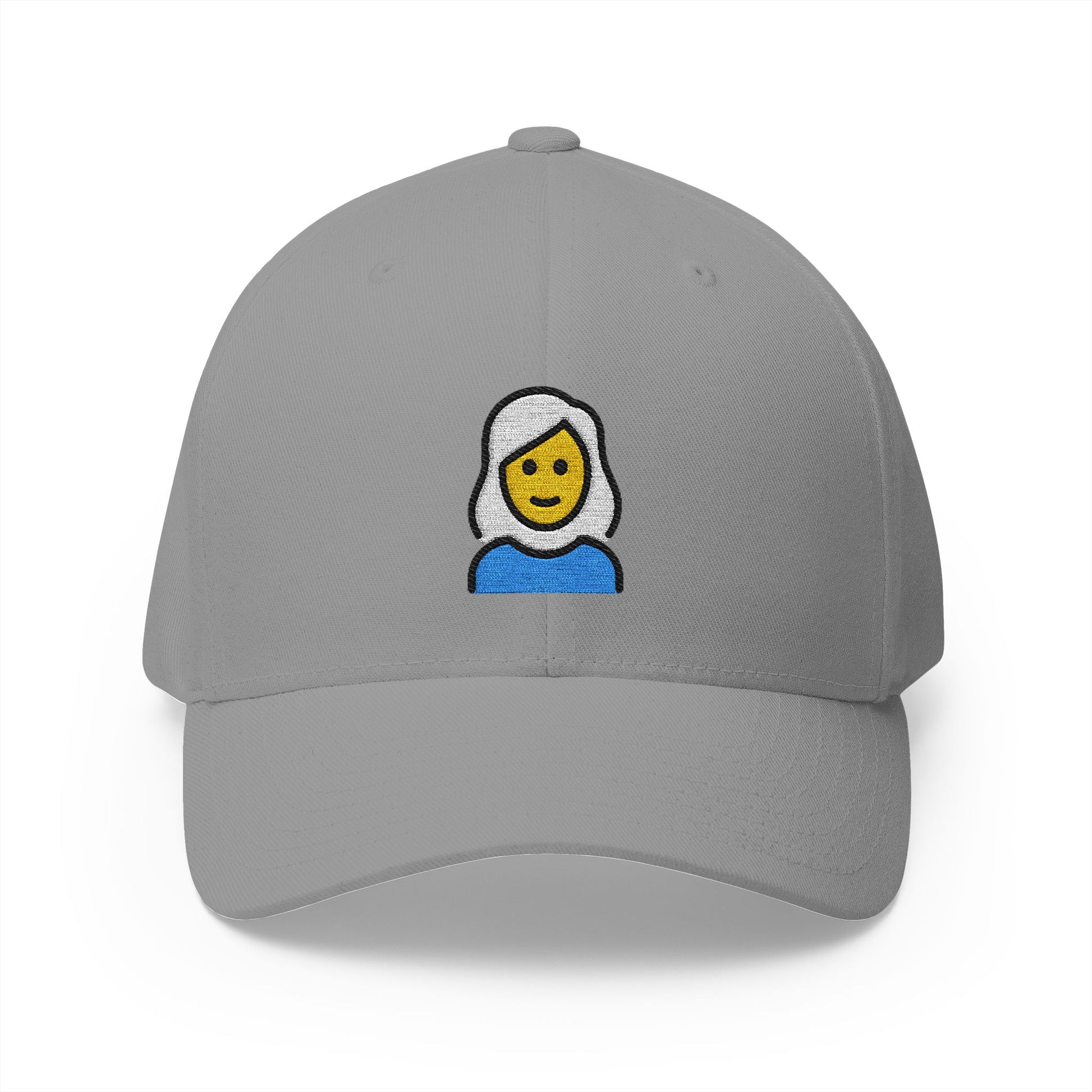 Woman: White Hair Emoji Grey Cap – Premium by Capmoji
