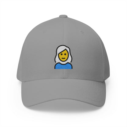Woman: White Hair Emoji Grey Cap – Premium by Capmoji
