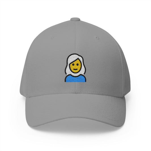 Woman: White Hair Emoji Grey Cap – Premium by Capmoji