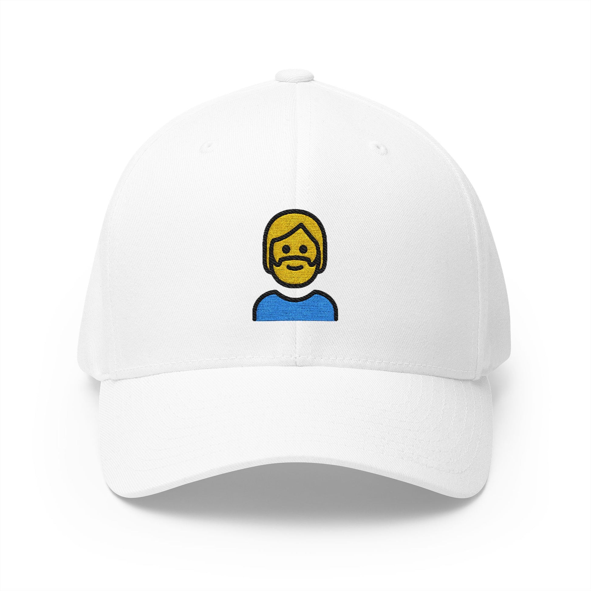 Person: Beard Emoji White Cap – Premium by Capmoji