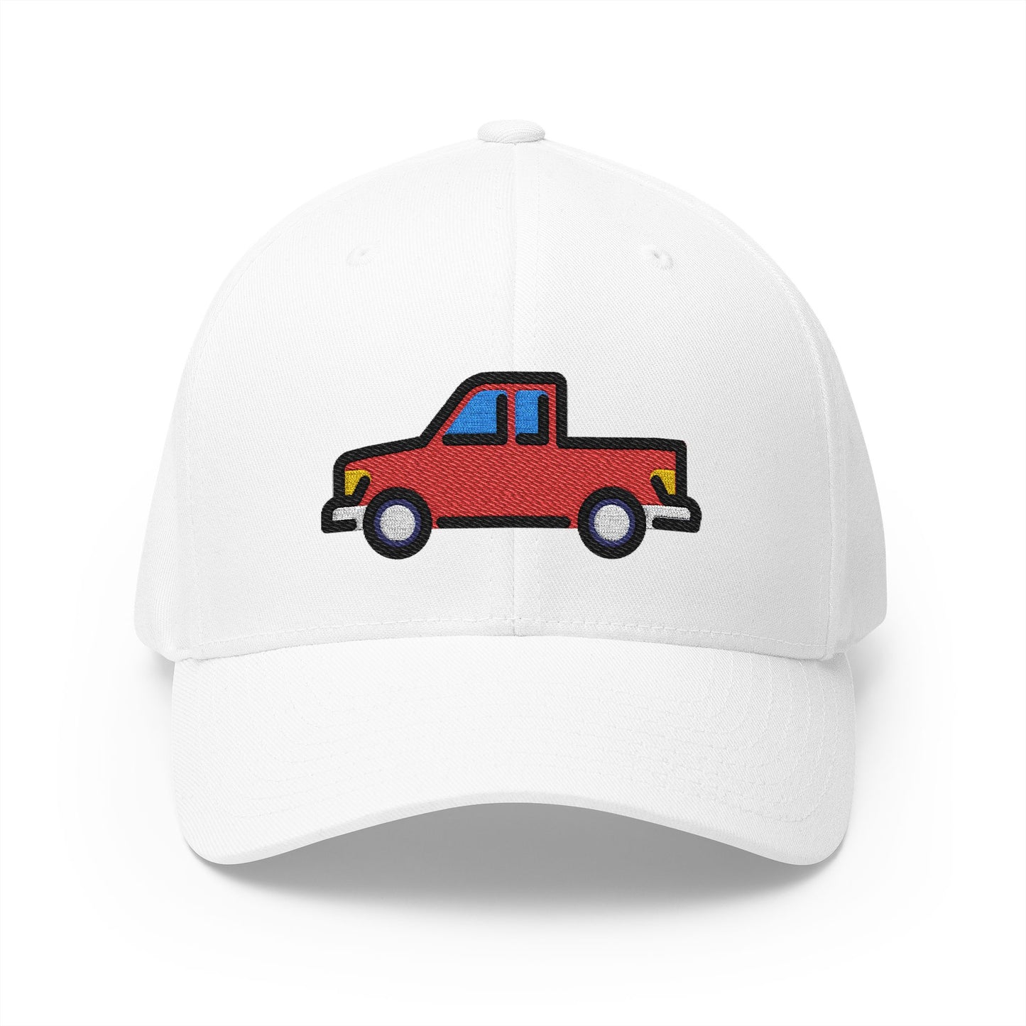 Pickup Truck Emoji White Cap – Premium by Capmoji