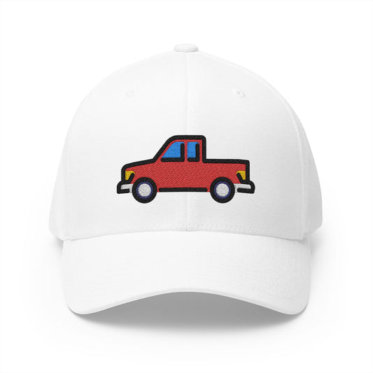 Pickup Truck Emoji White Cap – Premium by Capmoji