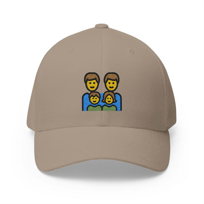 Family: Man, Man, Girl, Boy Emoji Khaki Cap – Premium by Capmoji