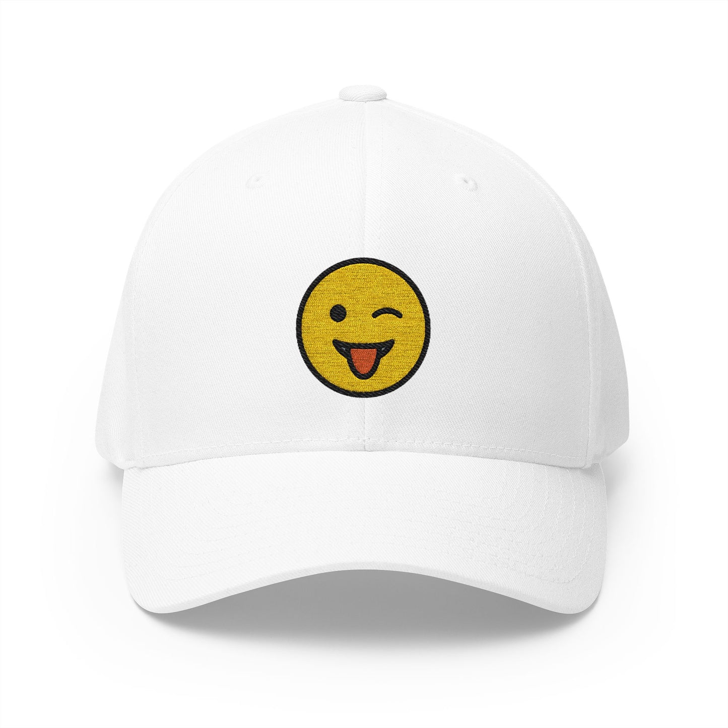 Winking Face With Tongue Emoji White Cap – Premium by Capmoji