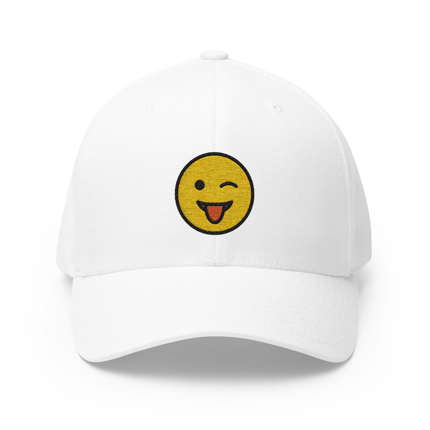 Winking Face With Tongue Emoji White Cap – Premium by Capmoji