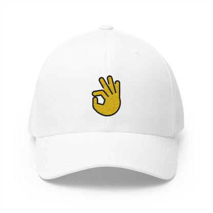Ok Hand Emoji White Cap – Premium by Capmoji