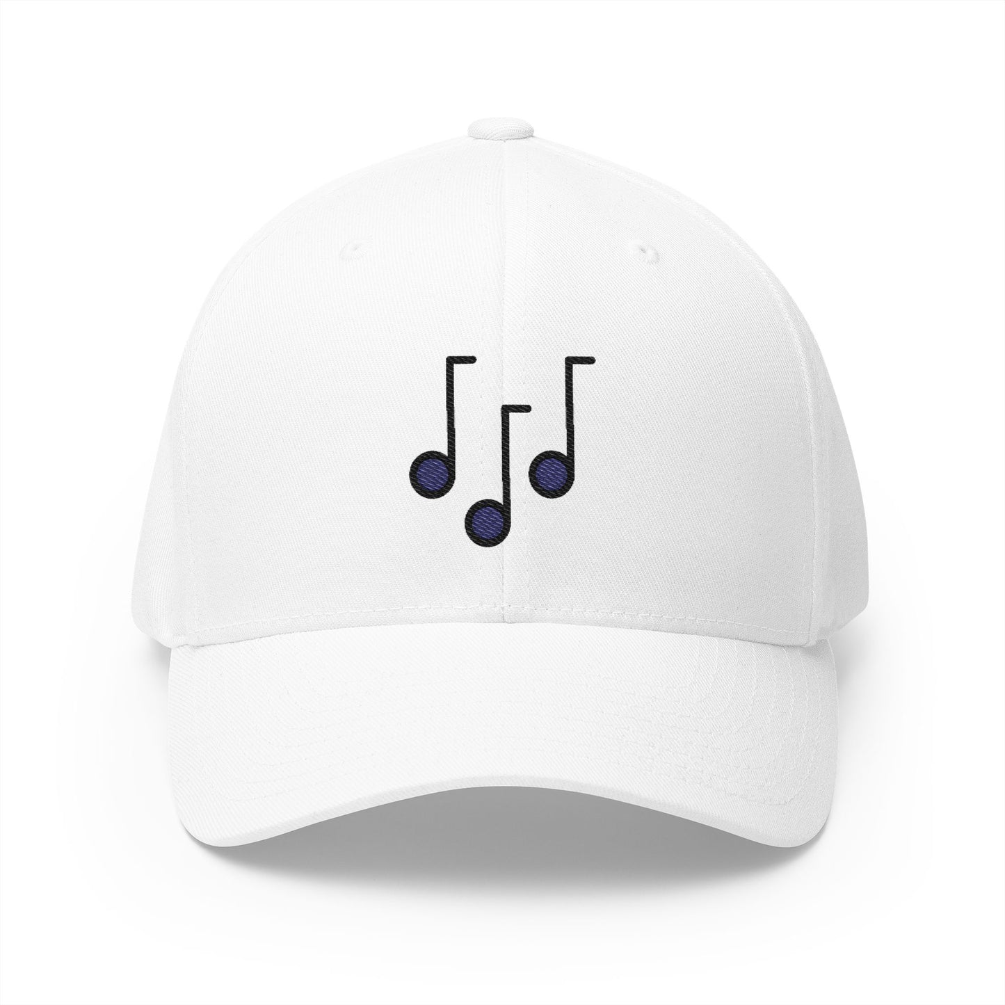 Musical Notes Emoji White Cap – Premium by Capmoji