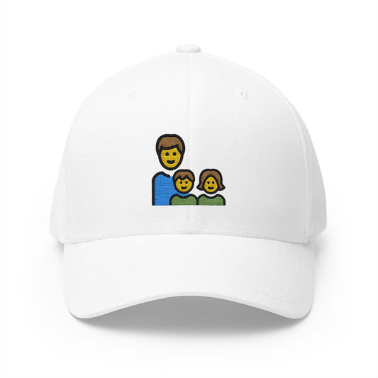 Family: Man, Girl, Boy Emoji White Cap – Premium by Capmoji