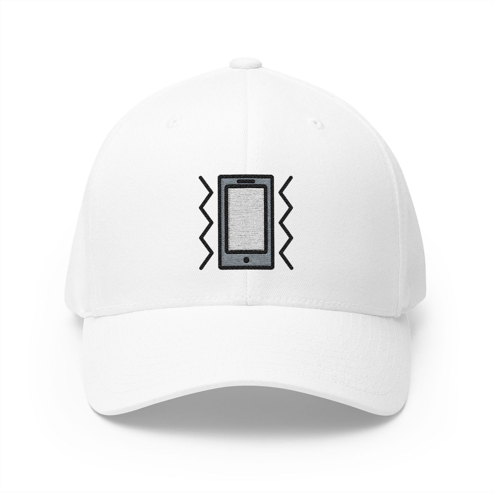 Vibration Mode Emoji White Cap – Premium by Capmoji