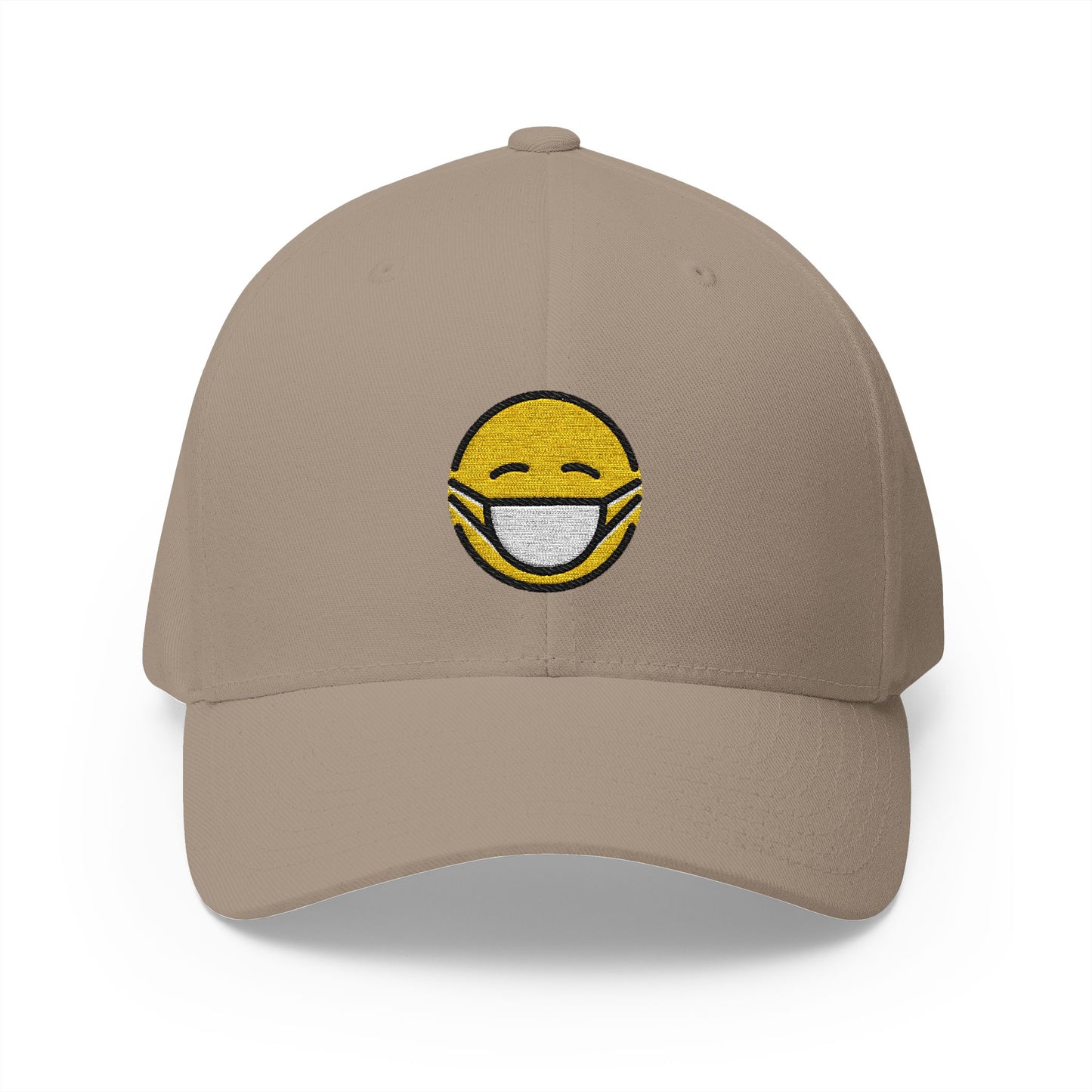 Face With Medical Mask Emoji Khaki Cap – Premium by Capmoji