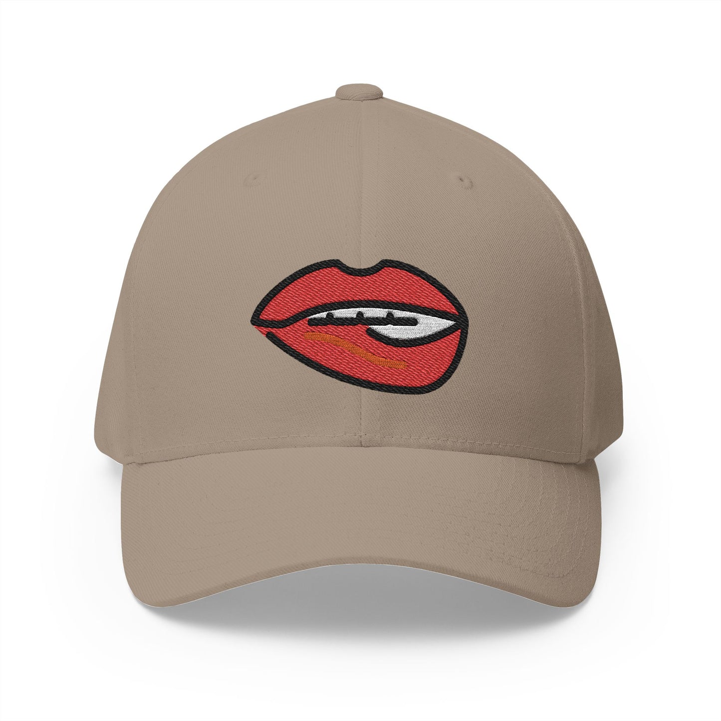 Biting Lip Emoji Khaki Cap – Premium by Capmoji