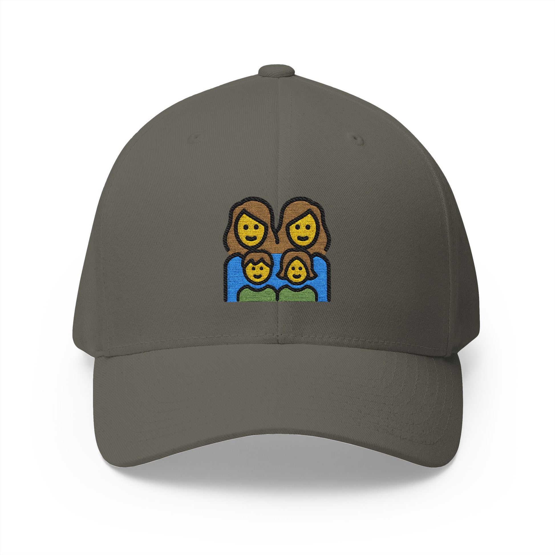 Family: Woman, Woman, Girl, Boy Emoji Olive Cap – Premium by Capmoji