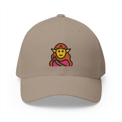 Woman Elf Emoji Khaki Cap – Premium by Capmoji