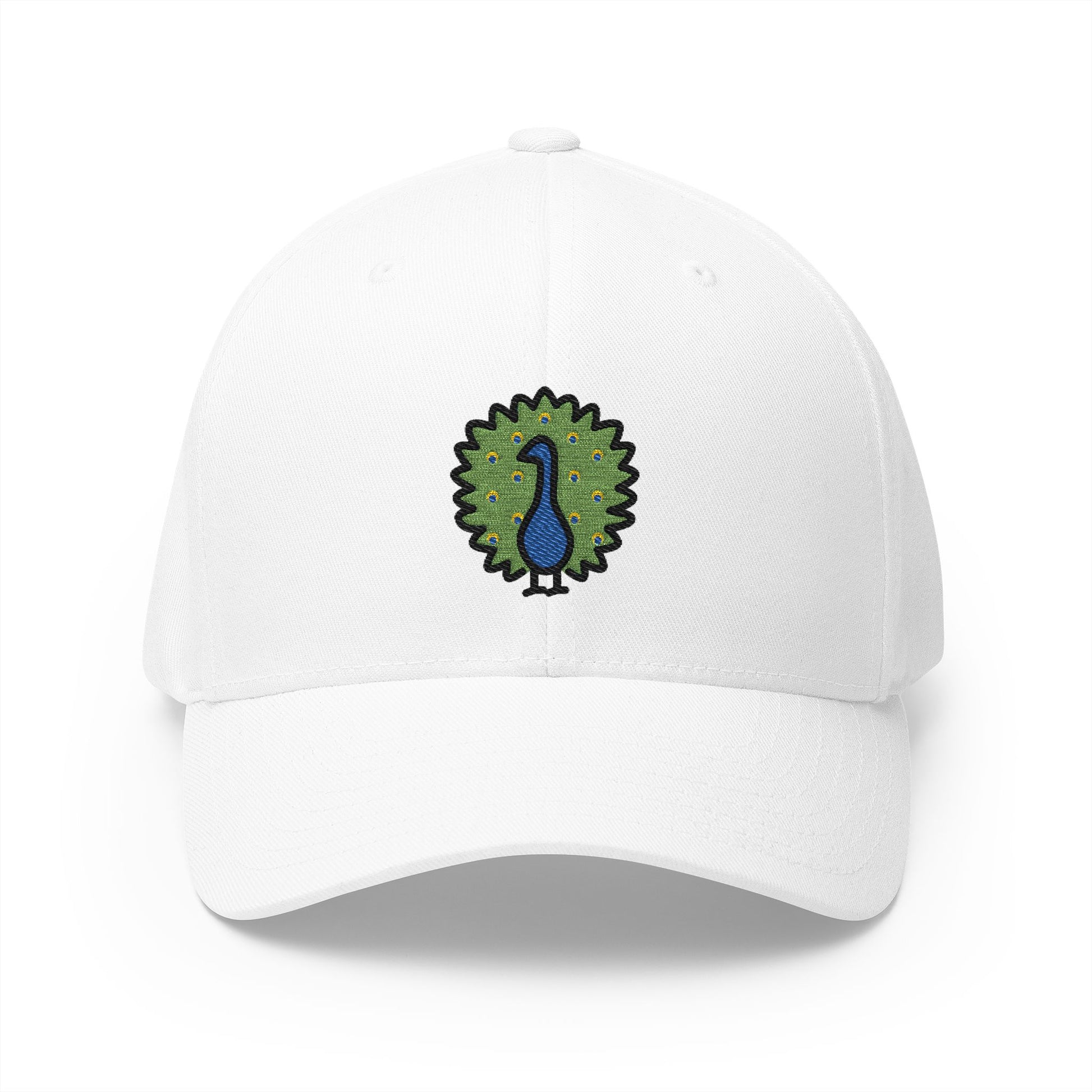 Peacock Emoji White Cap – Premium by Capmoji