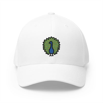 Peacock Emoji White Cap – Premium by Capmoji
