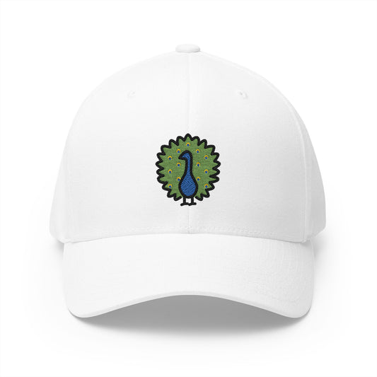 Peacock Emoji White Cap – Premium by Capmoji