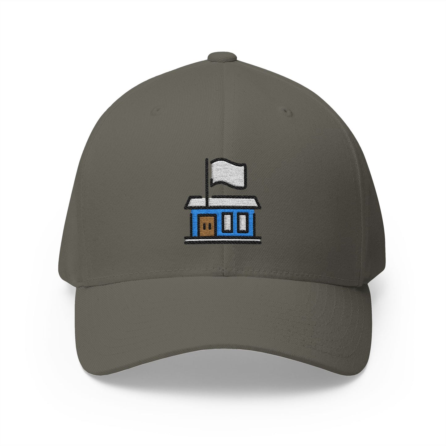 Flagged Building Emoji Olive Cap – Premium by Capmoji