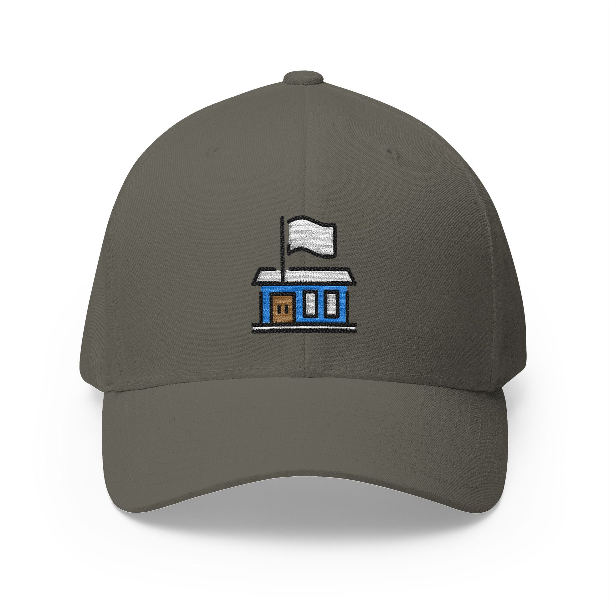 Flagged Building Emoji Olive Cap – Premium by Capmoji