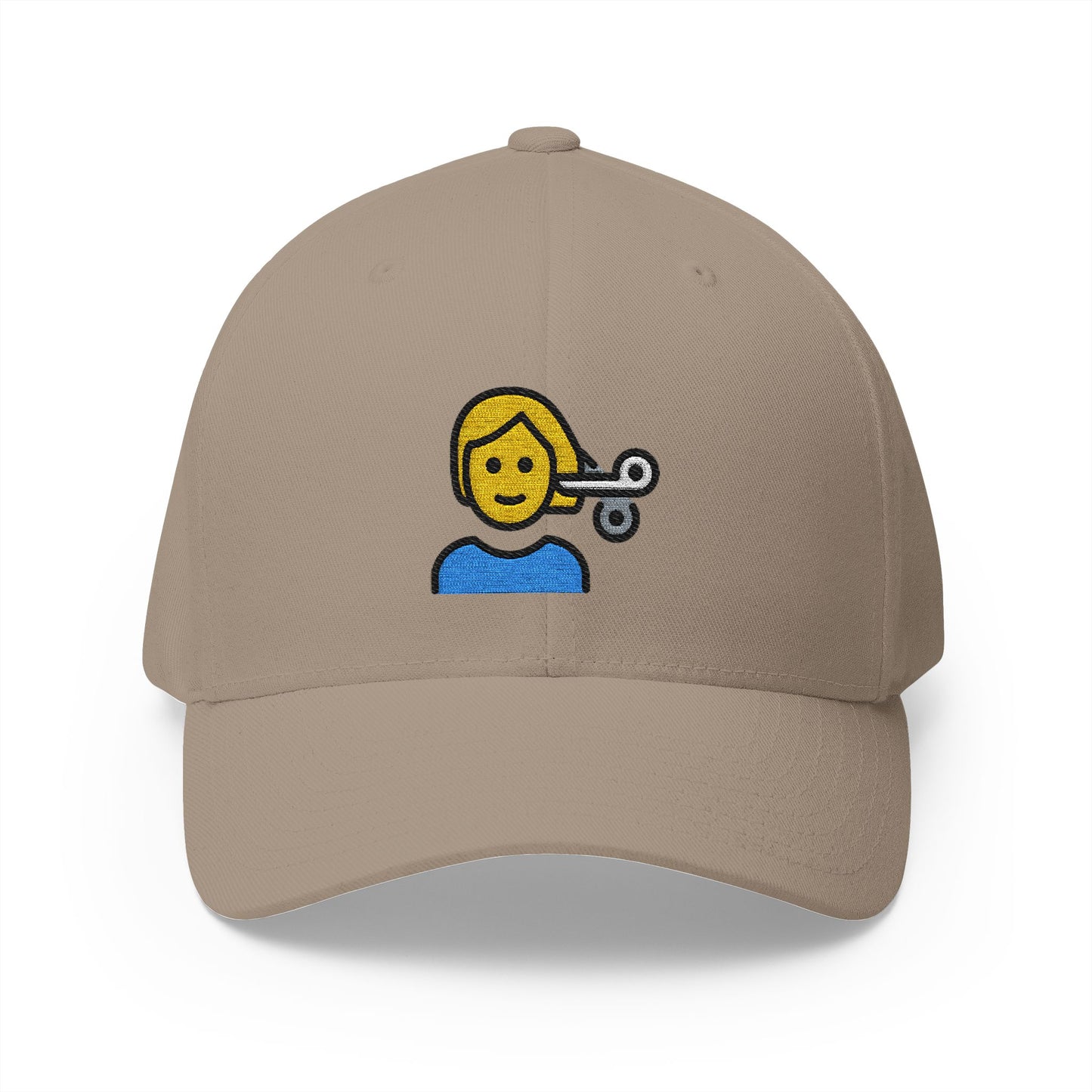 Person Getting Haircut Emoji Khaki Cap – Premium by Capmoji