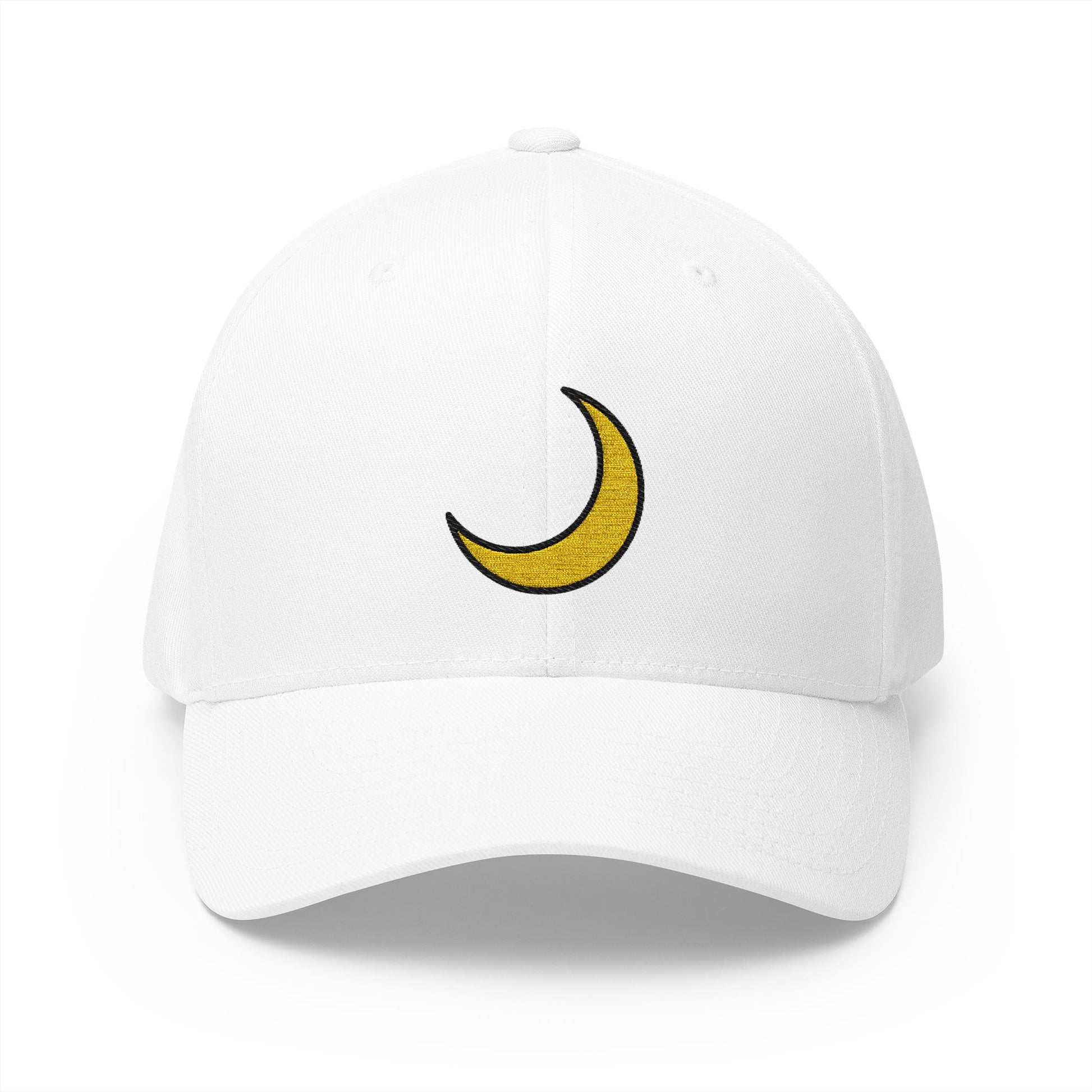 Crescent Moon Emoji White Cap – Premium by Capmoji