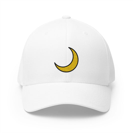Crescent Moon Emoji White Cap – Premium by Capmoji