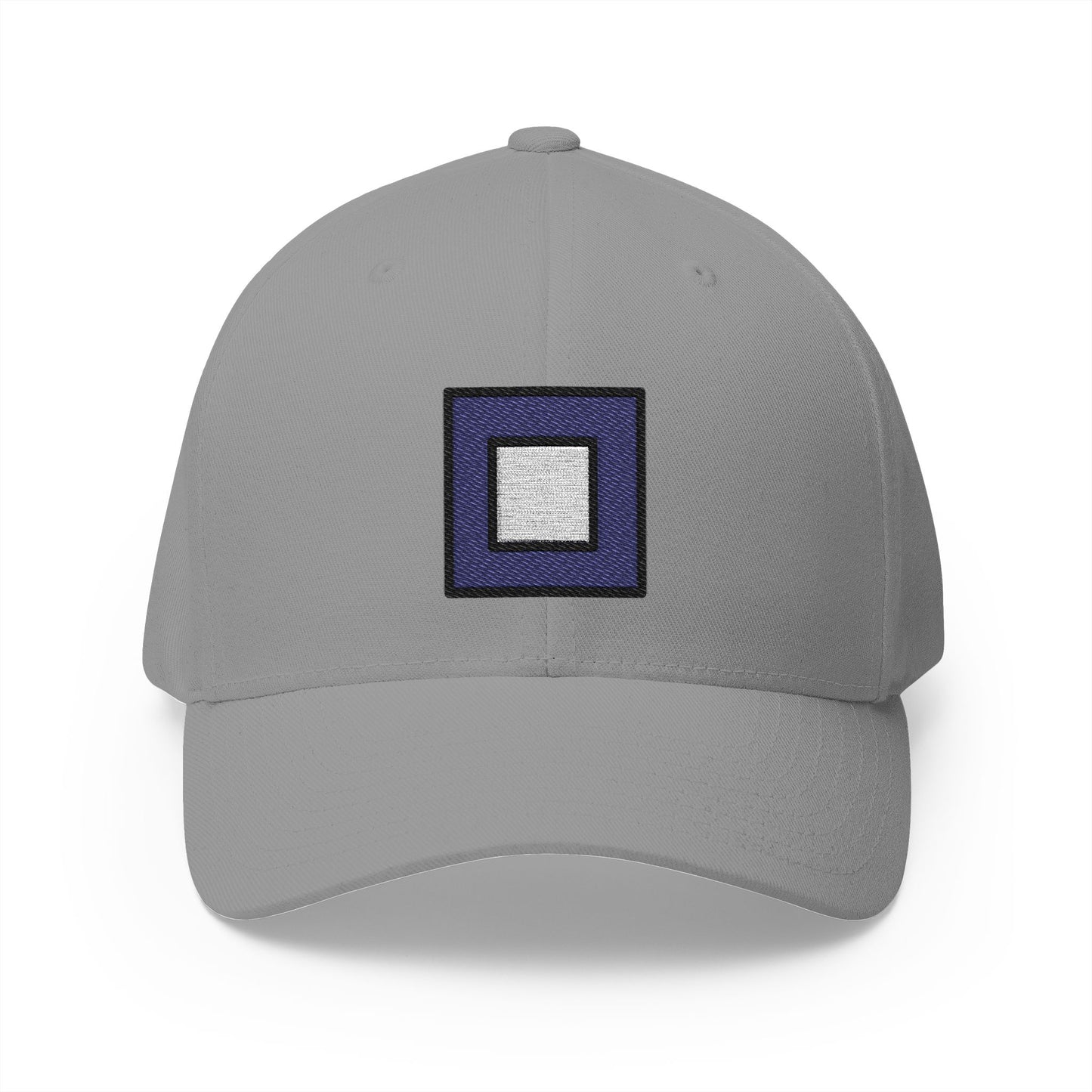 Black Square Button Emoji Grey Cap – Premium by Capmoji