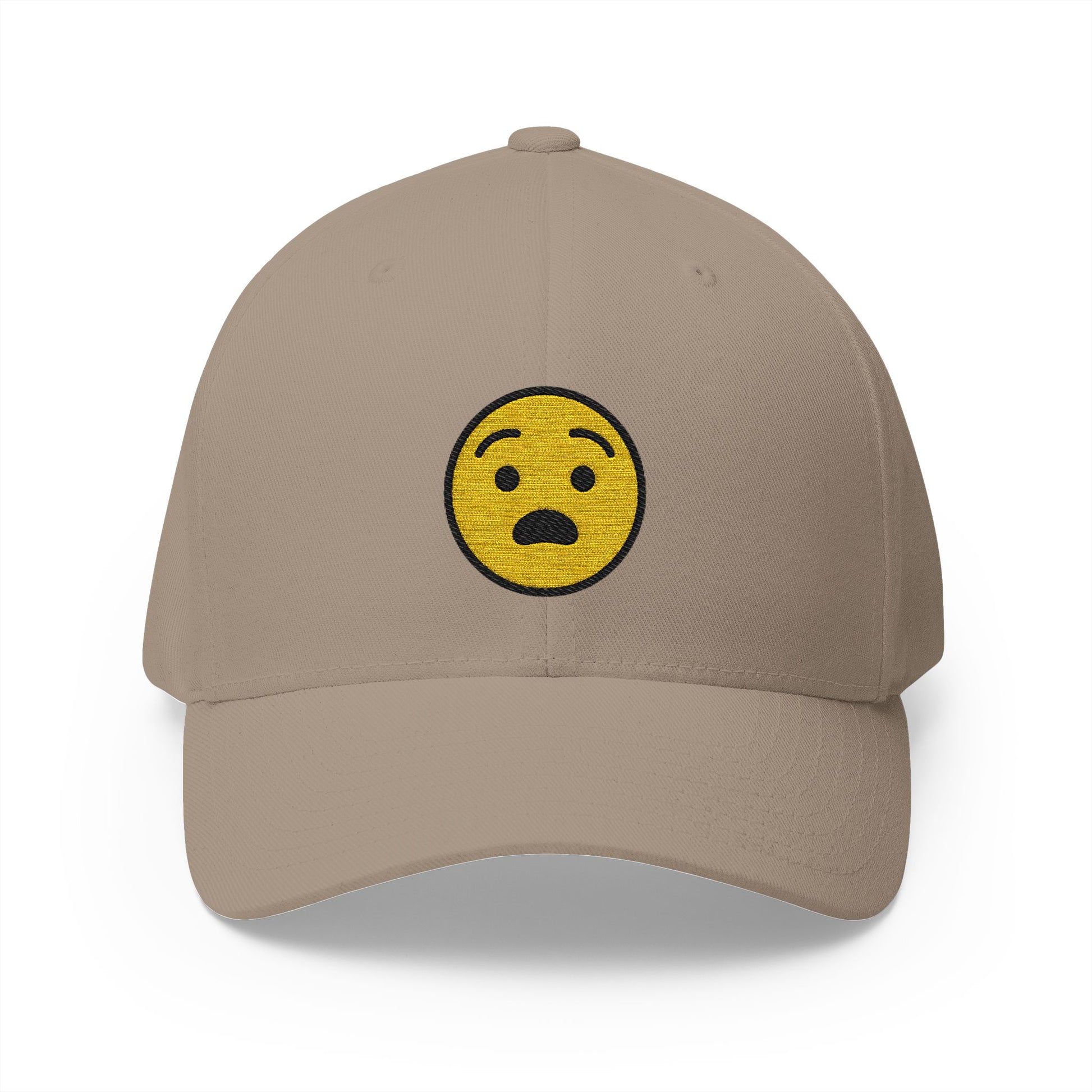 Anguished Face Emoji Khaki Cap – Premium by Capmoji
