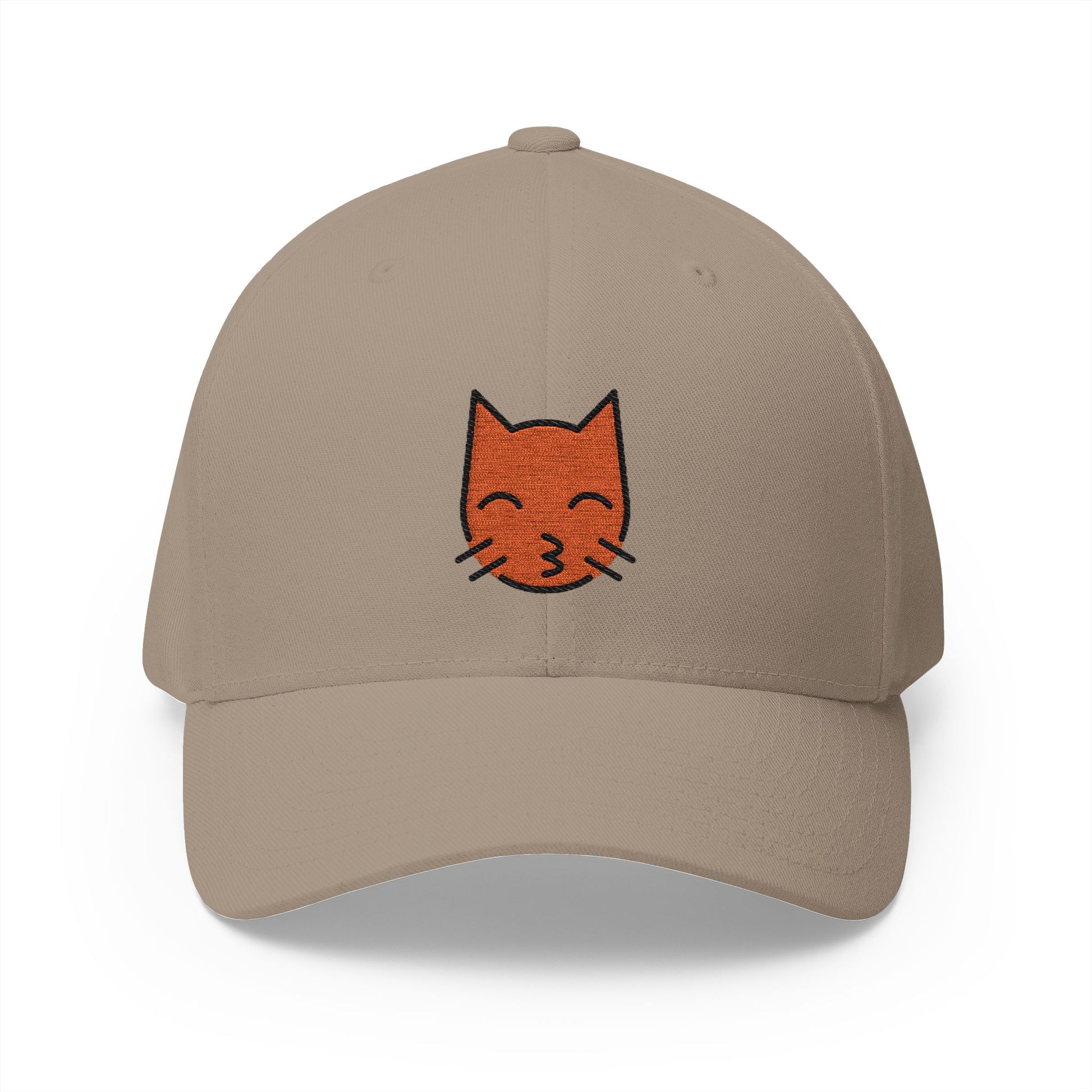 Kissing Cat Emoji Khaki Cap – Premium by Capmoji