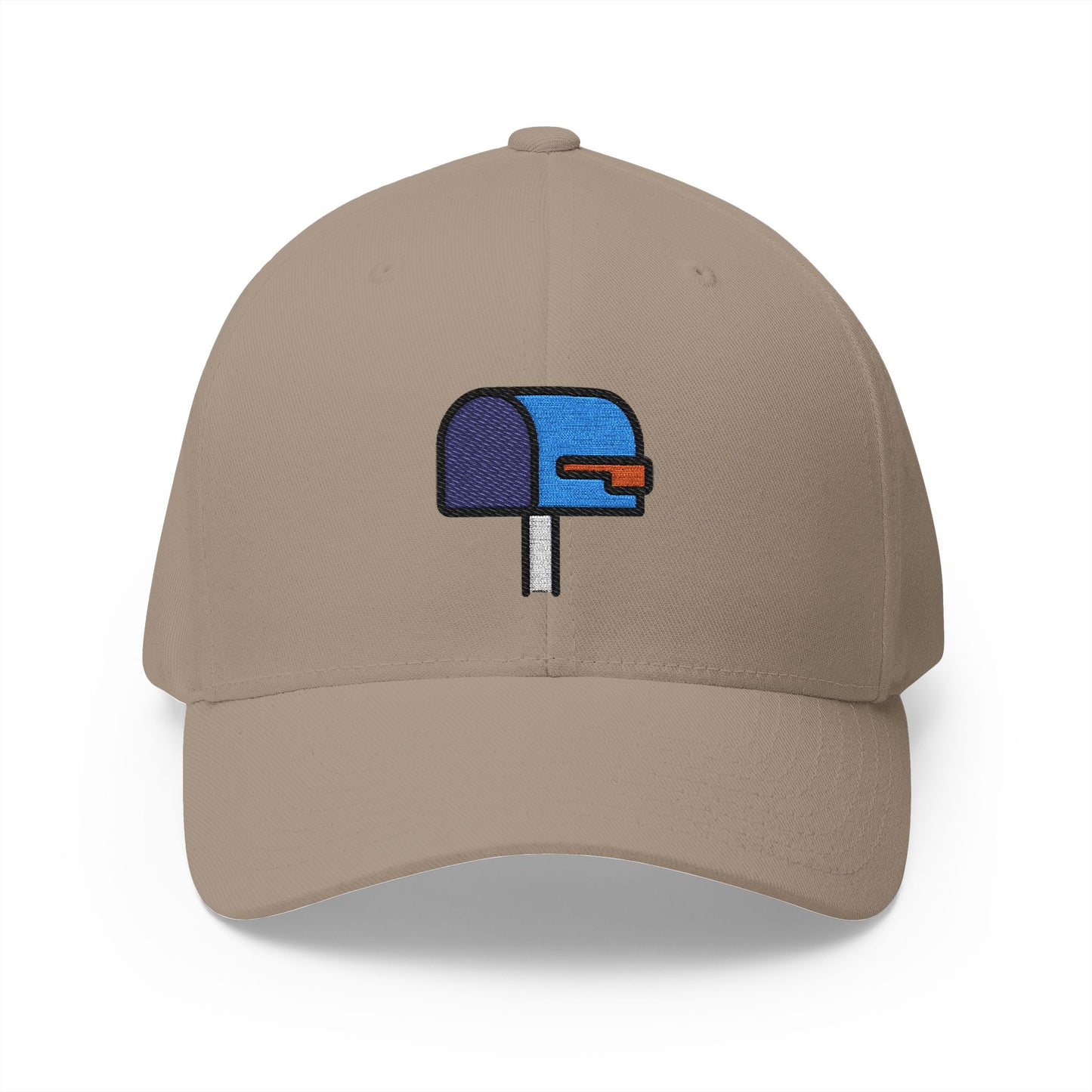 Open Mailbox With Lowered Flag Emoji Khaki Cap – Premium by Capmoji