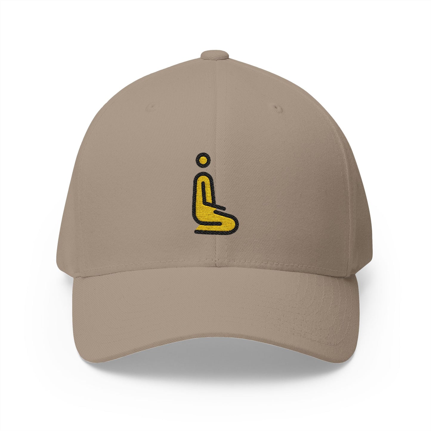 Person Kneeling: Facing Right Emoji Khaki Cap – Premium by Capmoji