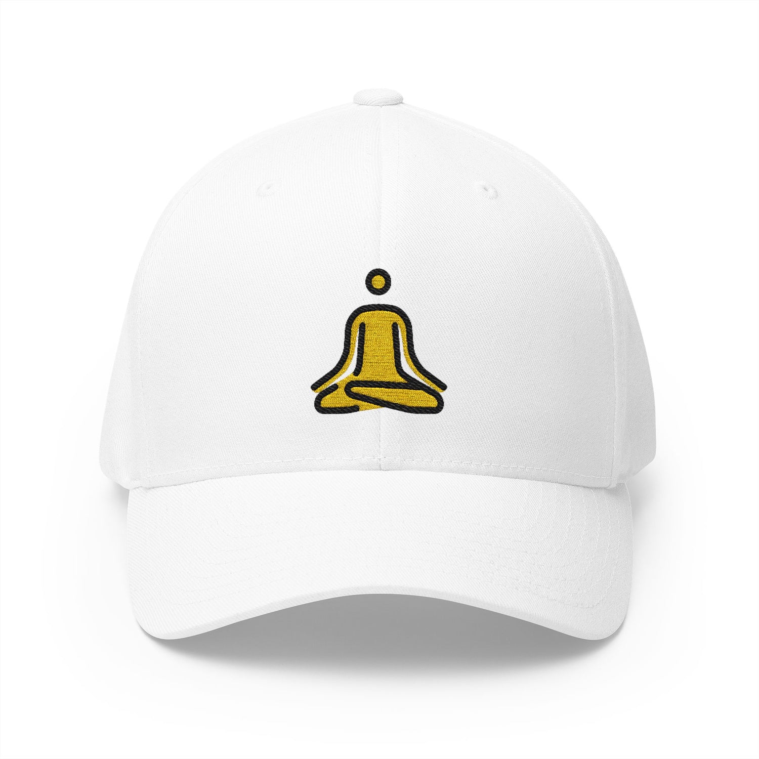 Person In Lotus Position Emoji White Cap – Premium by Capmoji